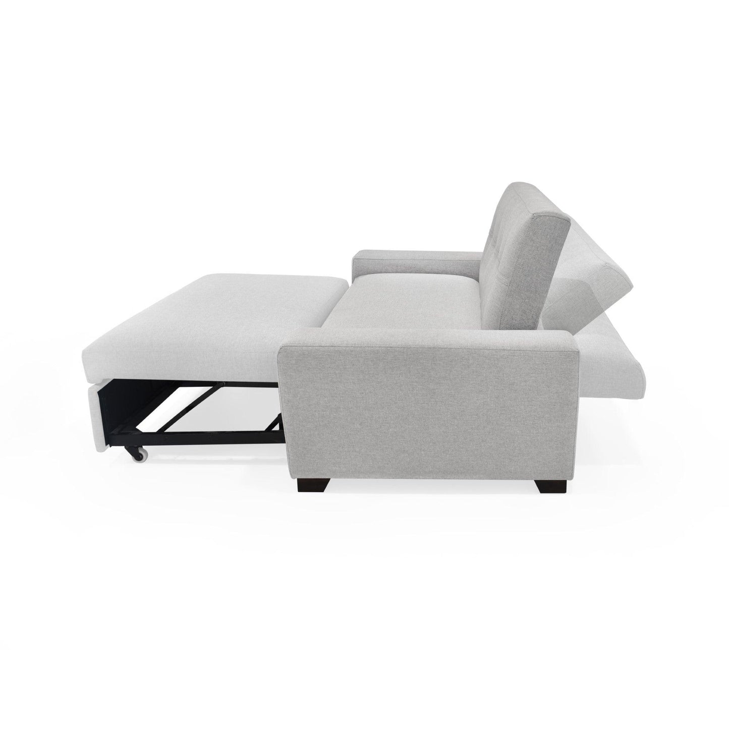 Sofa Cama 2P Hamburgo Tela Poliester Plata - VIRTUAL MUEBLES