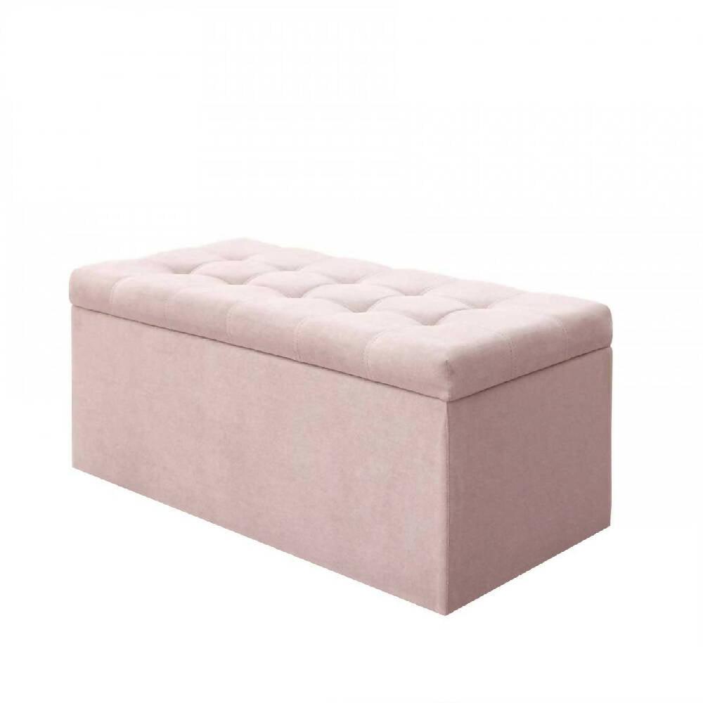 Puff Baúl Auxiliar Tela Rosa - VIRTUAL MUEBLES