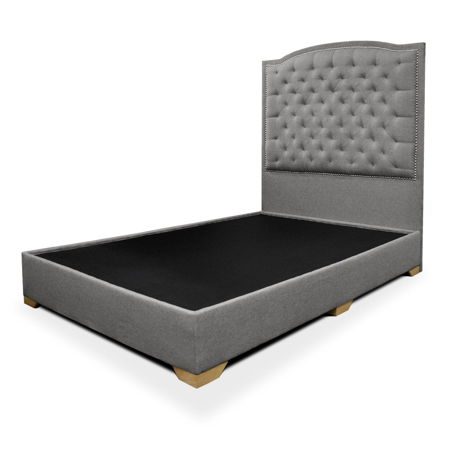Cama Lawrence tela gris 140 cm - VIRTUAL MUEBLES