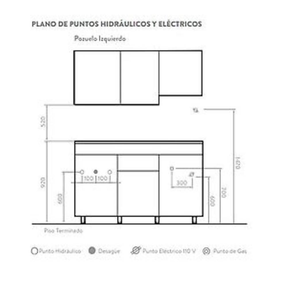 Cocina Corona Soho 1.80 Izquierda - VIRTUAL MUEBLES