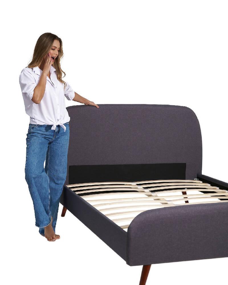 Cama con Espaldar Doble 140x190 Gris ANDREU - VIRTUAL MUEBLES