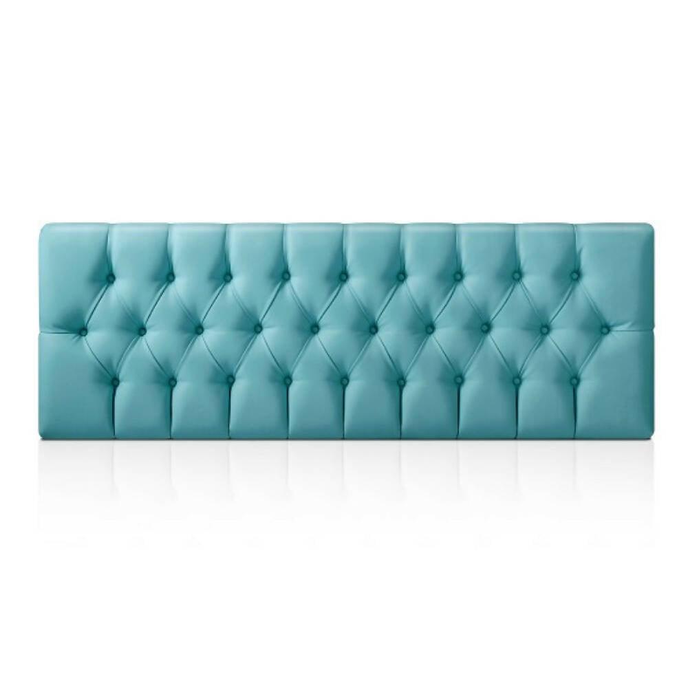 Cabecero Tapizado Base Cama Queen Rombos Turquesa - VIRTUAL MUEBLES