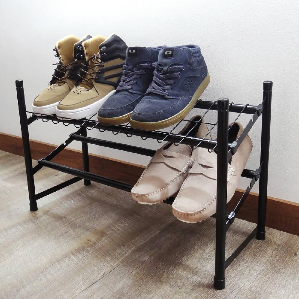 Zapatero expandible 2 niveles negro - VIRTUAL MUEBLES