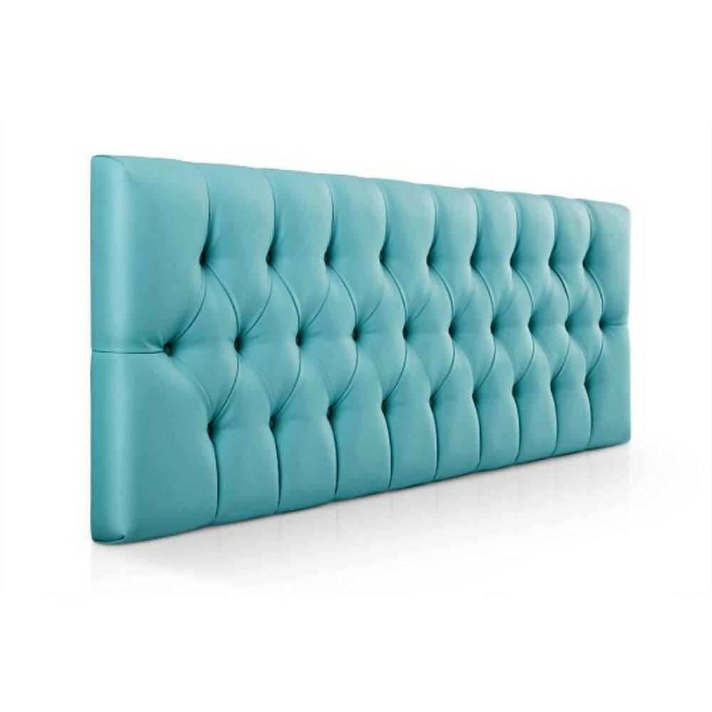 Cabecero Tapizado Base Cama Queen Rombos Turquesa - VIRTUAL MUEBLES