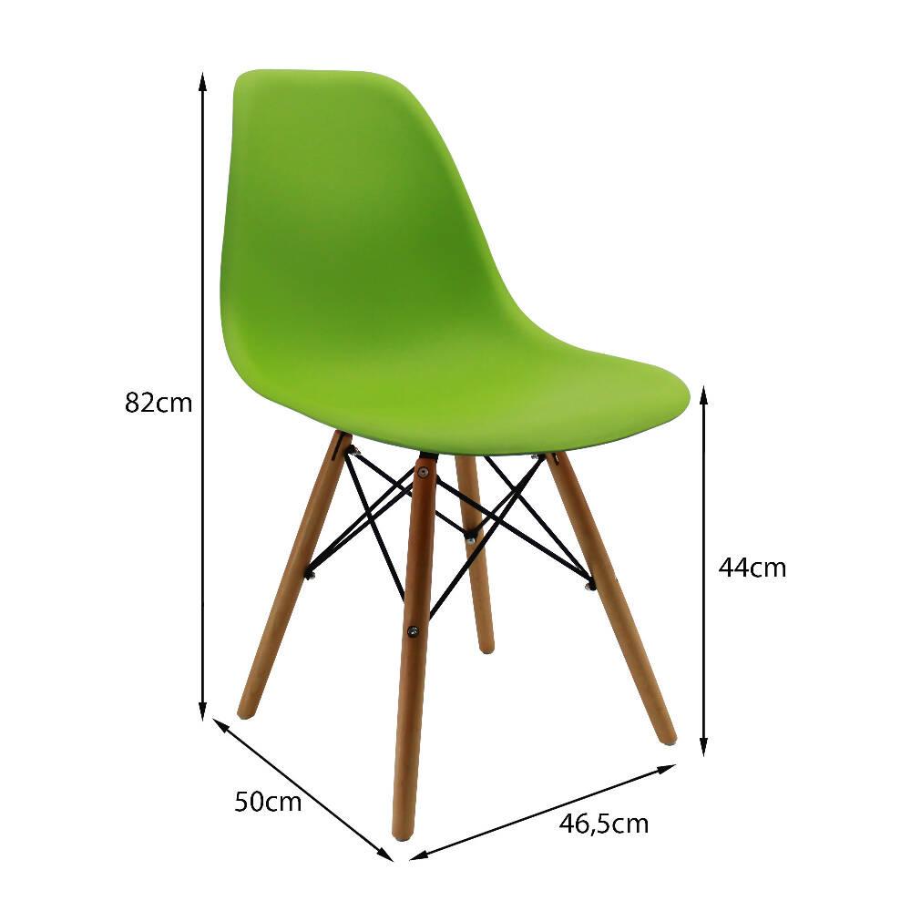 Kit por 4 sillas Eames Patas En Madera para comedor, sala, restaurante - Verde - VIRTUAL MUEBLES