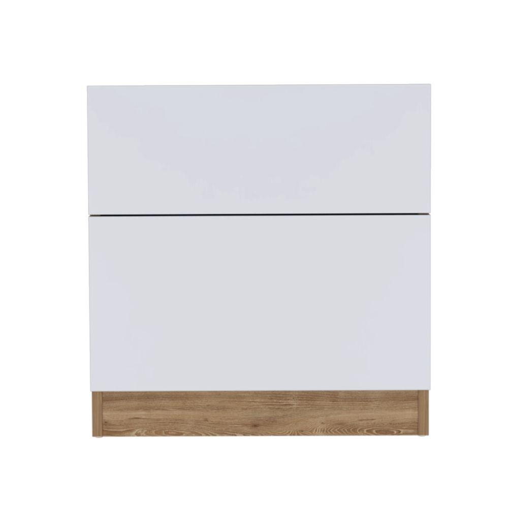 Mesa de Noche Nebrask color Miel y Blanco para Habitación.