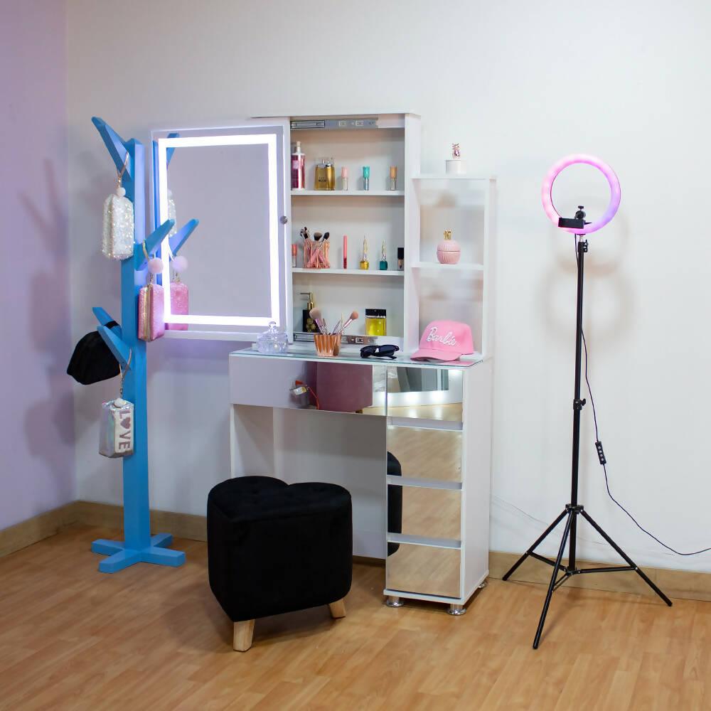 Zafiro Repisa sencillo espejos plata Led