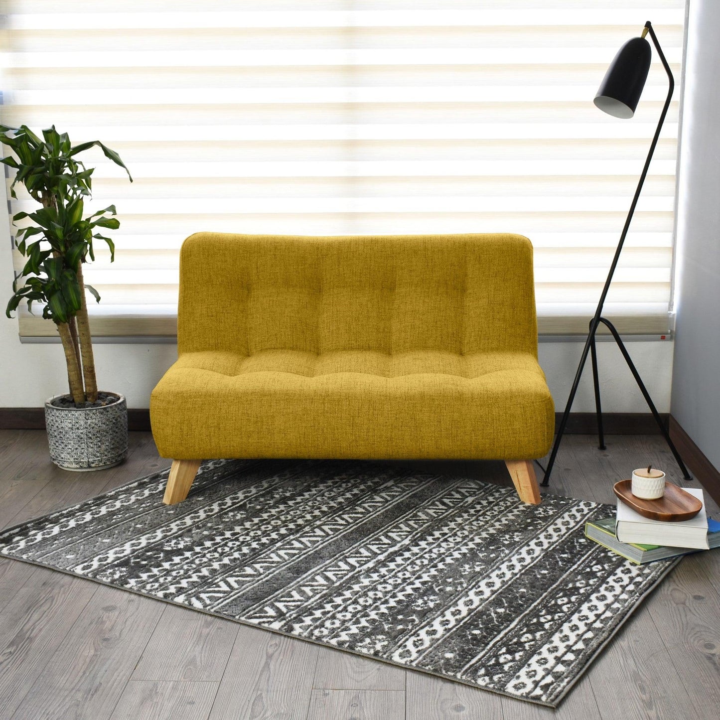 Sofa Navara 2 Puestos Tela Poliester Mostaza - VIRTUAL MUEBLES