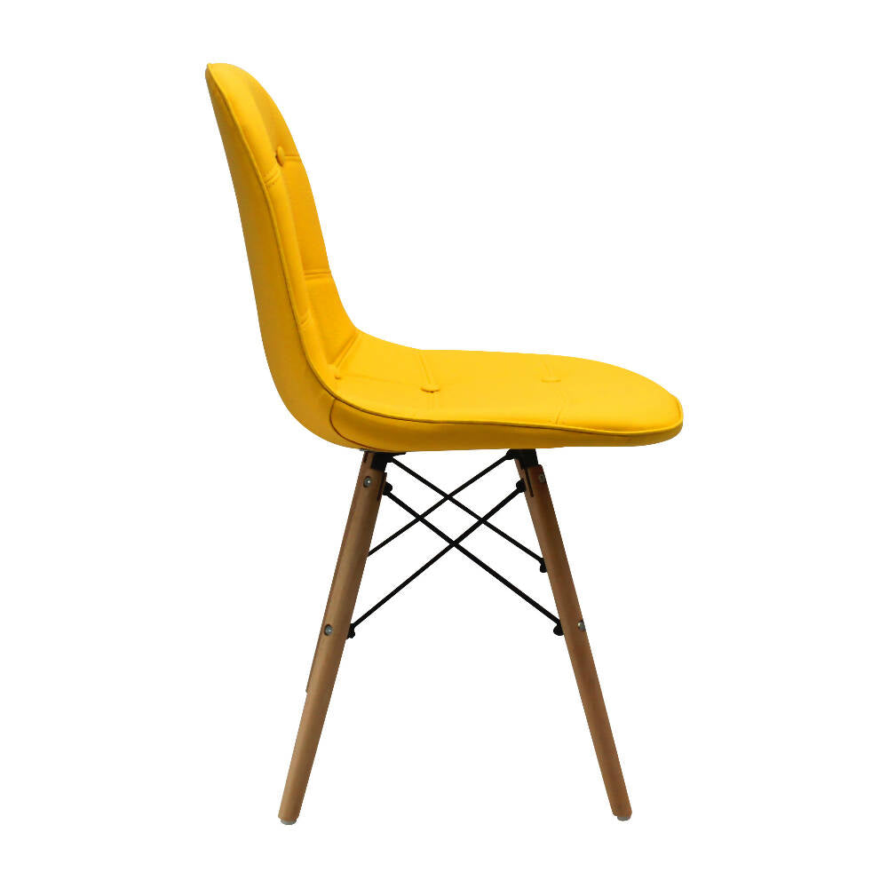 Kit por 4 Silla Botones Eames Acolchada - Amarilla