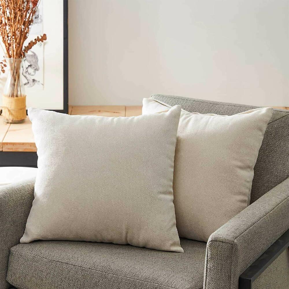 Funda X2 Cojines Decorativos Cuadrados En Tela Marfil - VIRTUAL MUEBLES