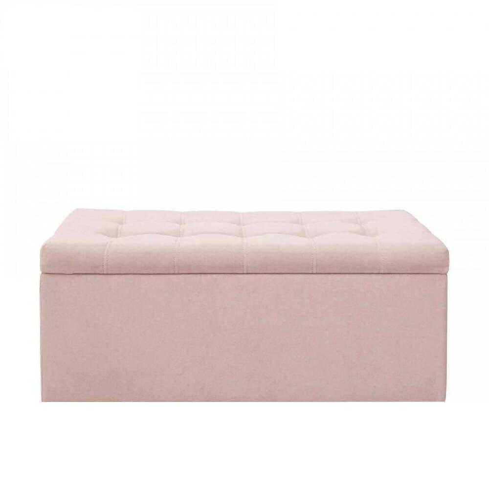 Puff Baúl Auxiliar Tela Rosa - VIRTUAL MUEBLES