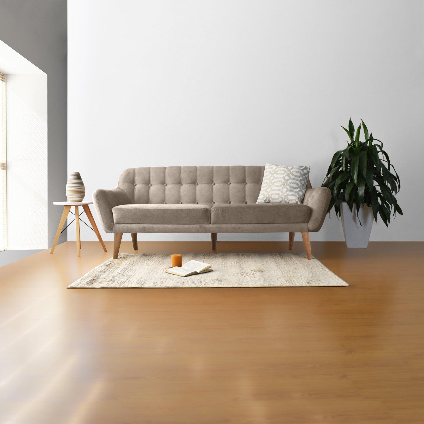 Sofa Roma Tela Poliester Taupe - VIRTUAL MUEBLES