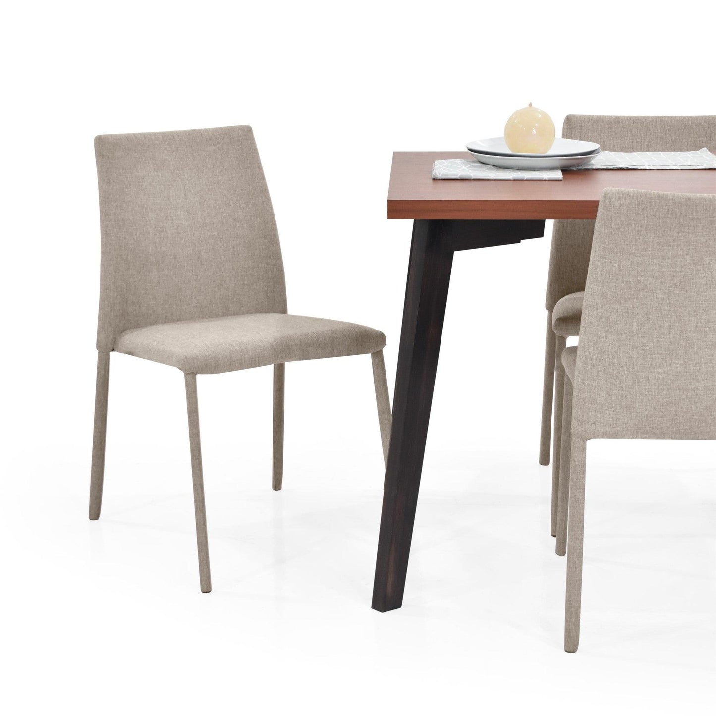Juego de Comedor 4P Lugo Matiz Cedro Sillas Lugo Tela Beige - VIRTUAL MUEBLES