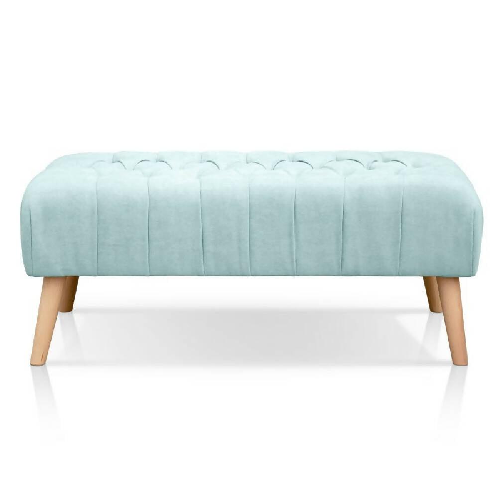 Banco Otomano Patas en Madera Tela Petfrendly Menta - VIRTUAL MUEBLES