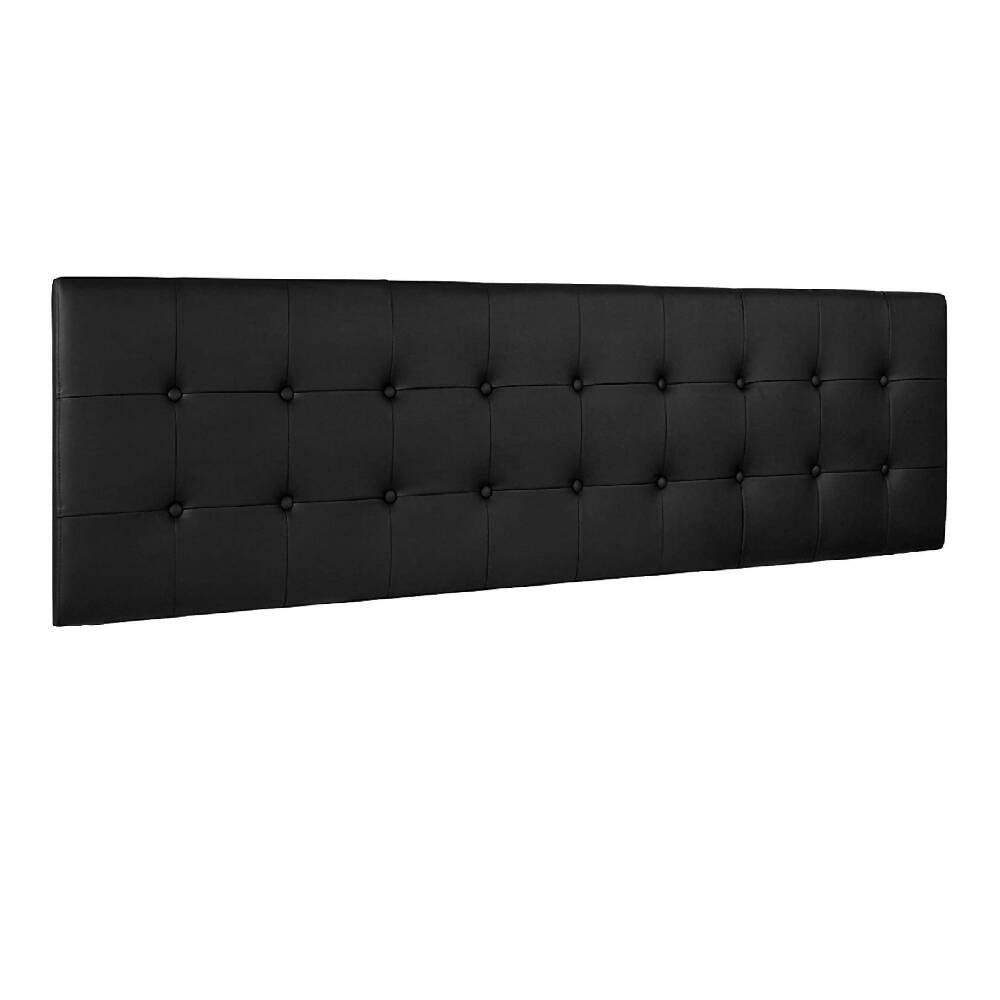 Cabecero Tapizado Base Cama King Cuadros Negro - VIRTUAL MUEBLES