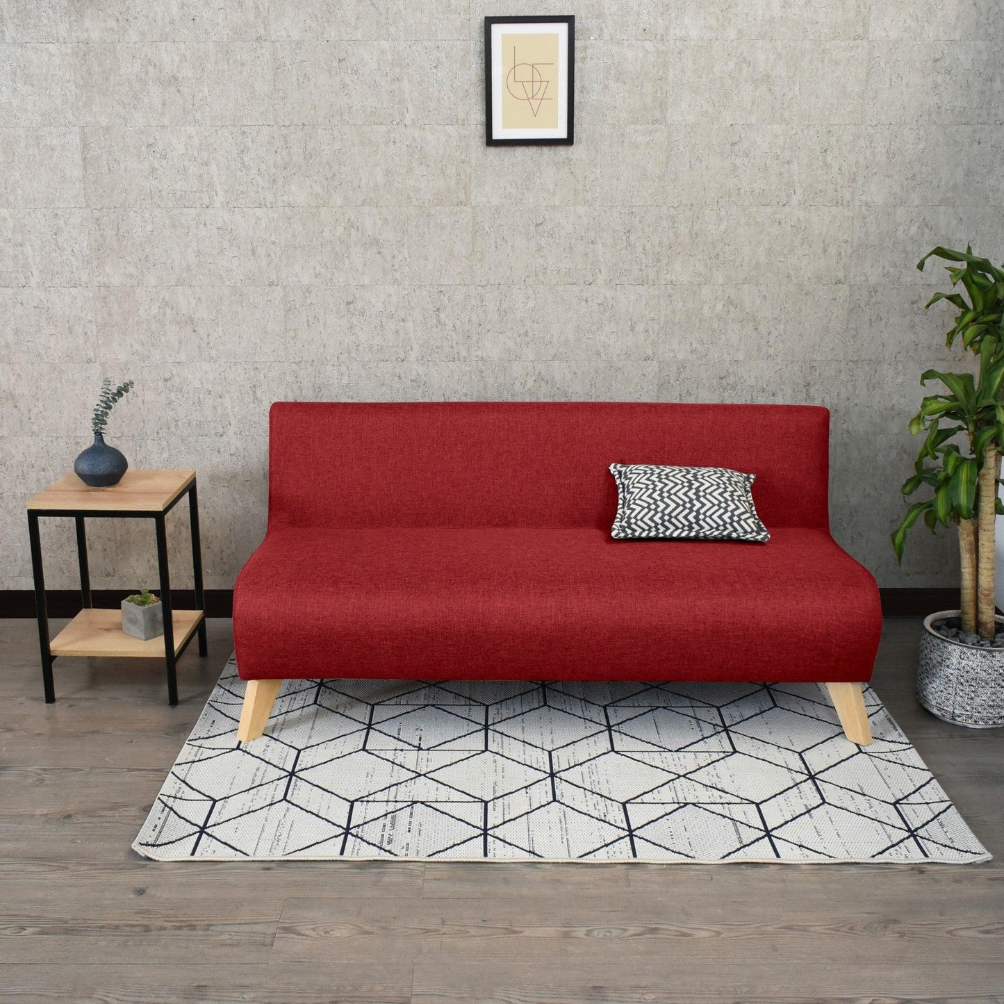 Sofa 3 Puestos Oslo Tela Rojo - VIRTUAL MUEBLES