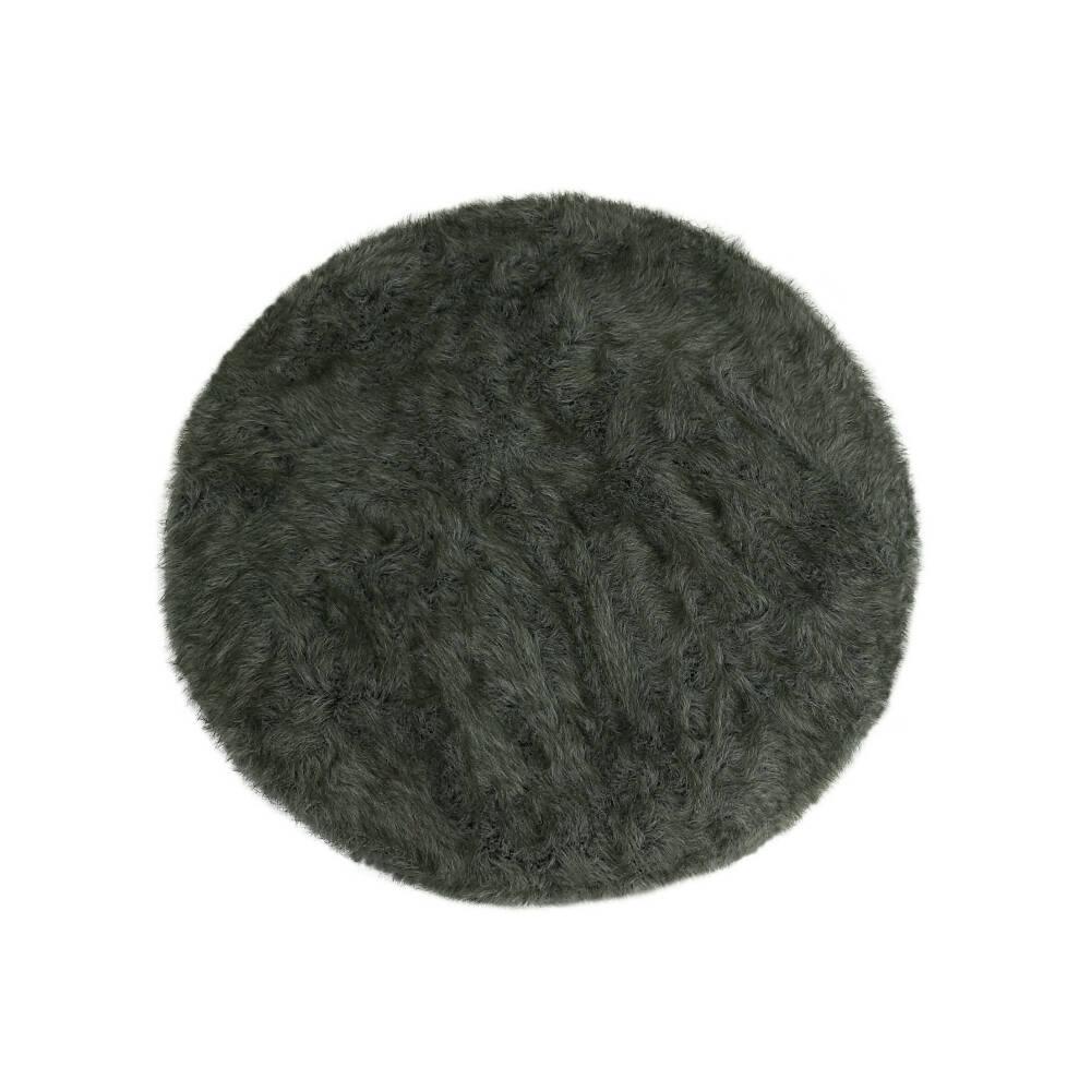Tapete Antideslizante Peludo 100 cm Redondo Gris - VIRTUAL MUEBLES