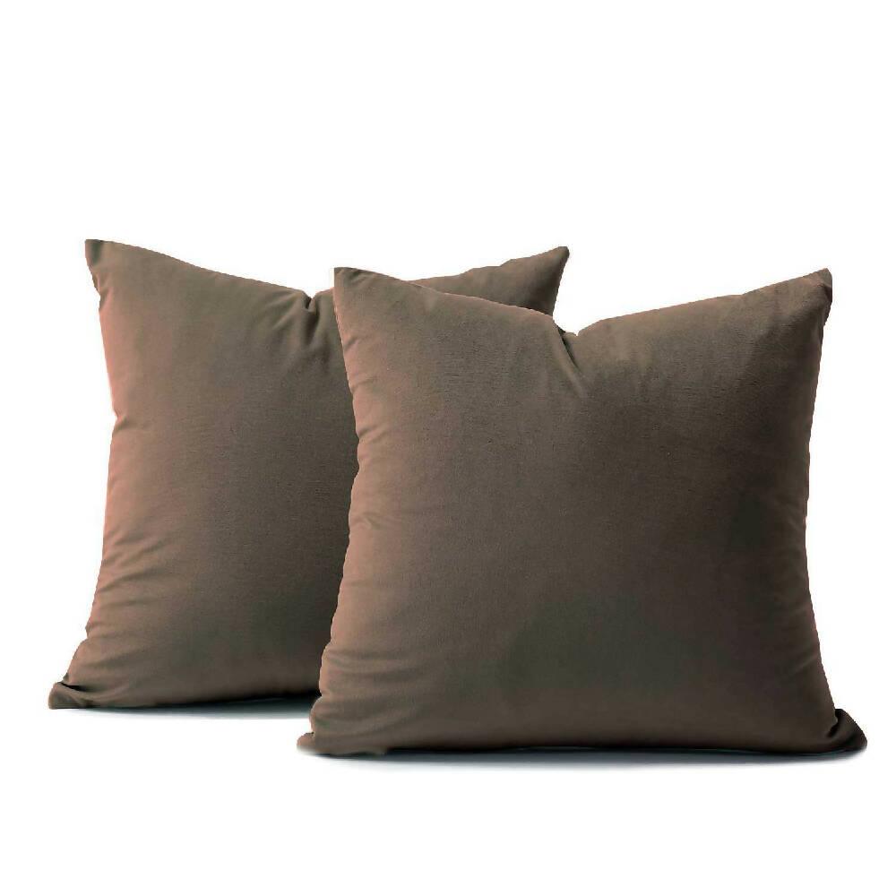 Funda X2 Cojines Decorativos Cuadrados En Tela Café - VIRTUAL MUEBLES