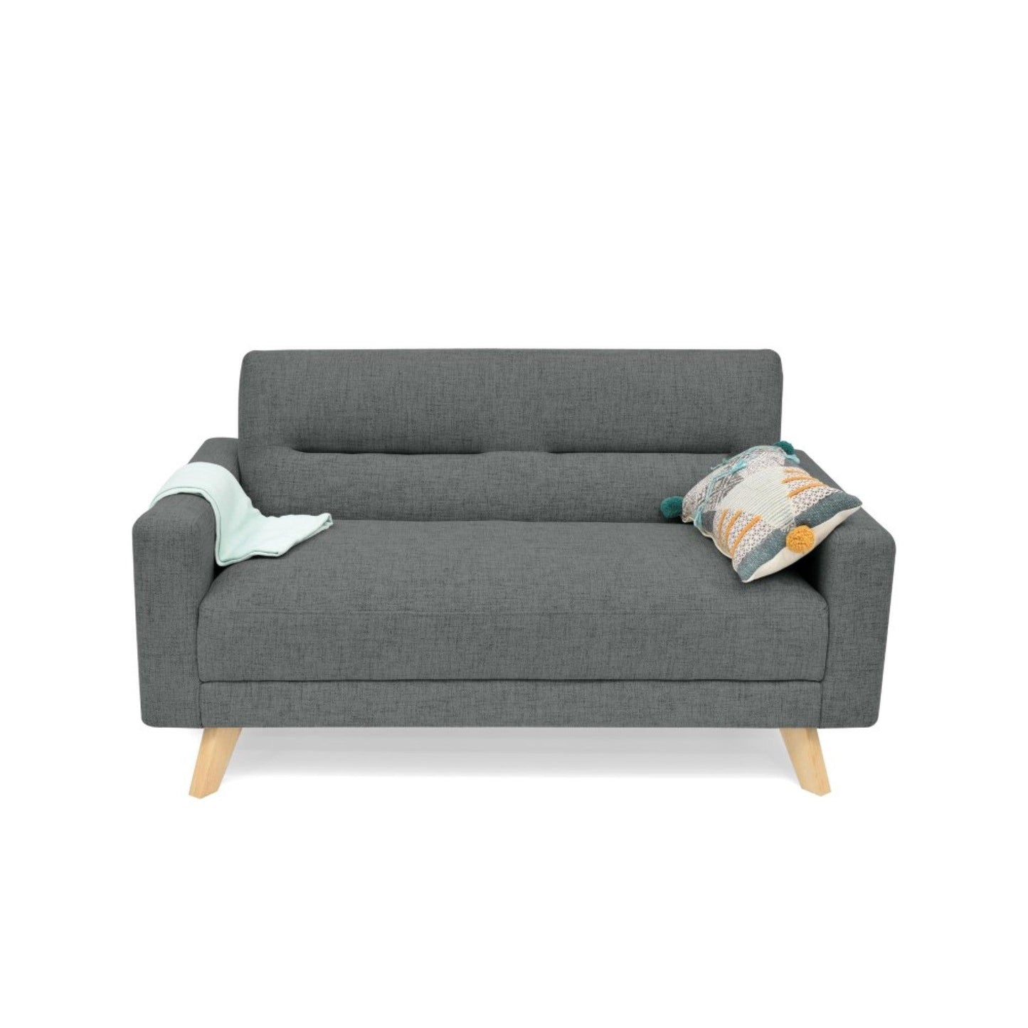 Sofa 2 Puestos Barza Tela Gris - VIRTUAL MUEBLES