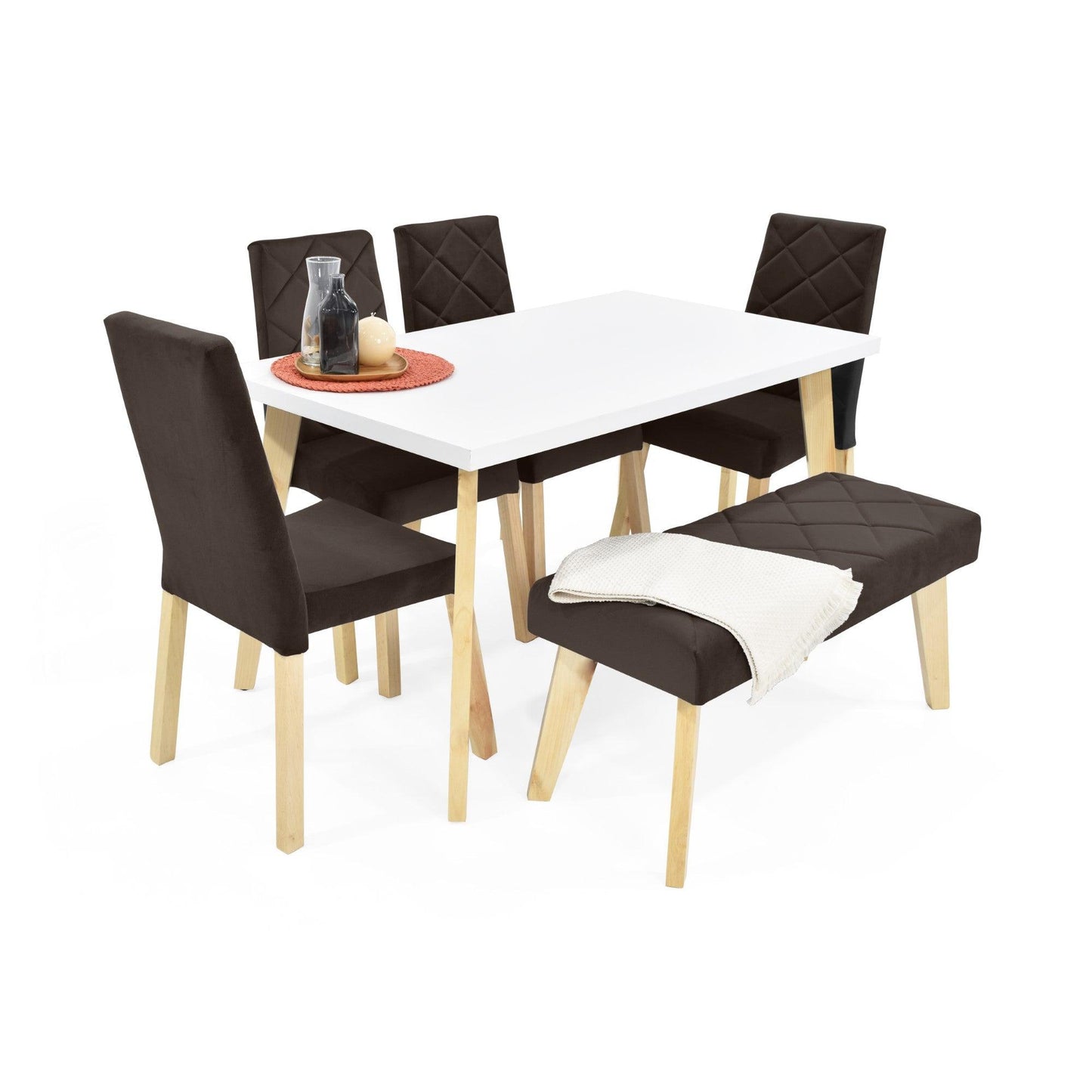 Juego de Comedor 6P Lugo Matiz Con Butaco Liverpool Tela Chocolate - VIRTUAL MUEBLES