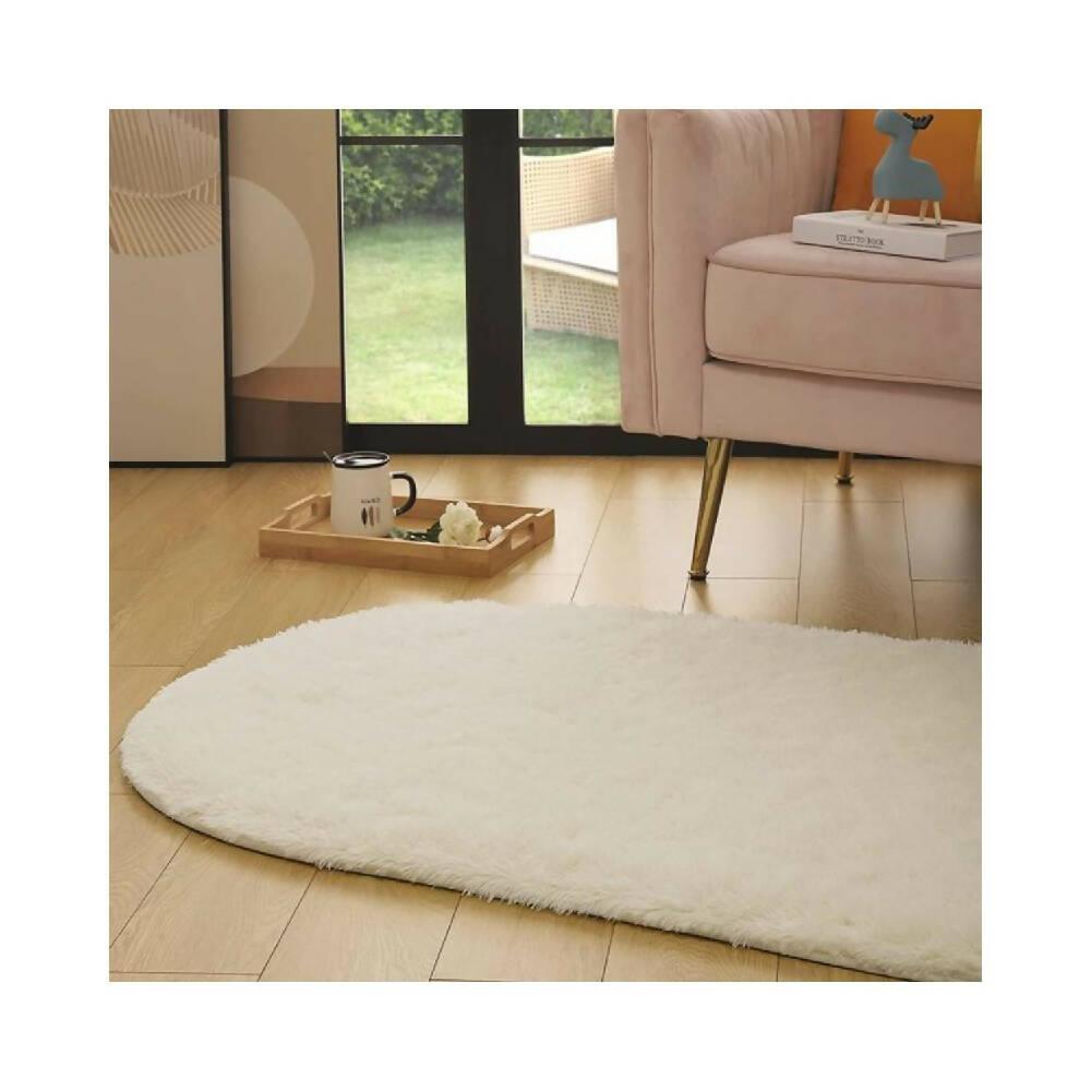 Tapete Pie de Cama Ovalado Marfil - VIRTUAL MUEBLES