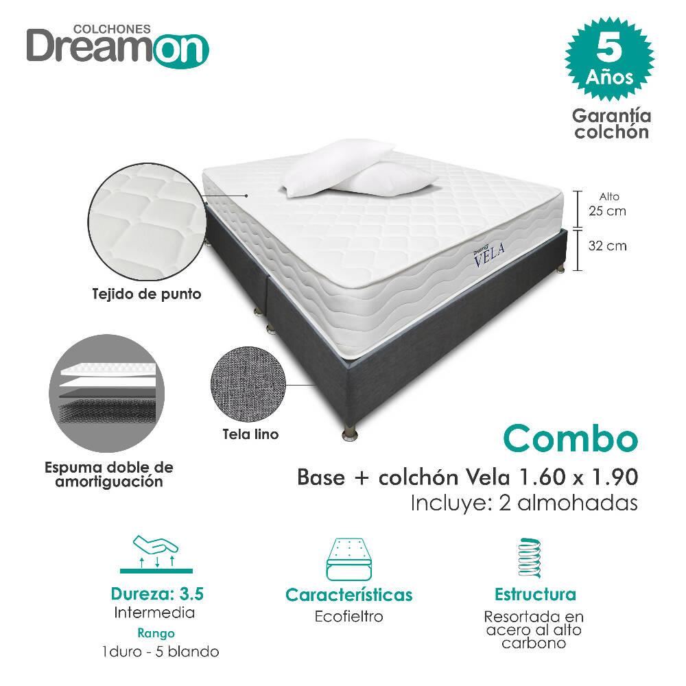 Colchón Con Base Dreamon Vela Queen Intermedio - VIRTUAL MUEBLES
