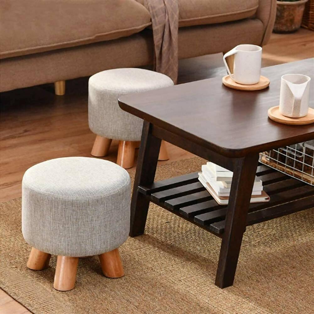 Puff Auxiliar Butaco Redondo Descansapies Banzay Gris Claro - VIRTUAL MUEBLES