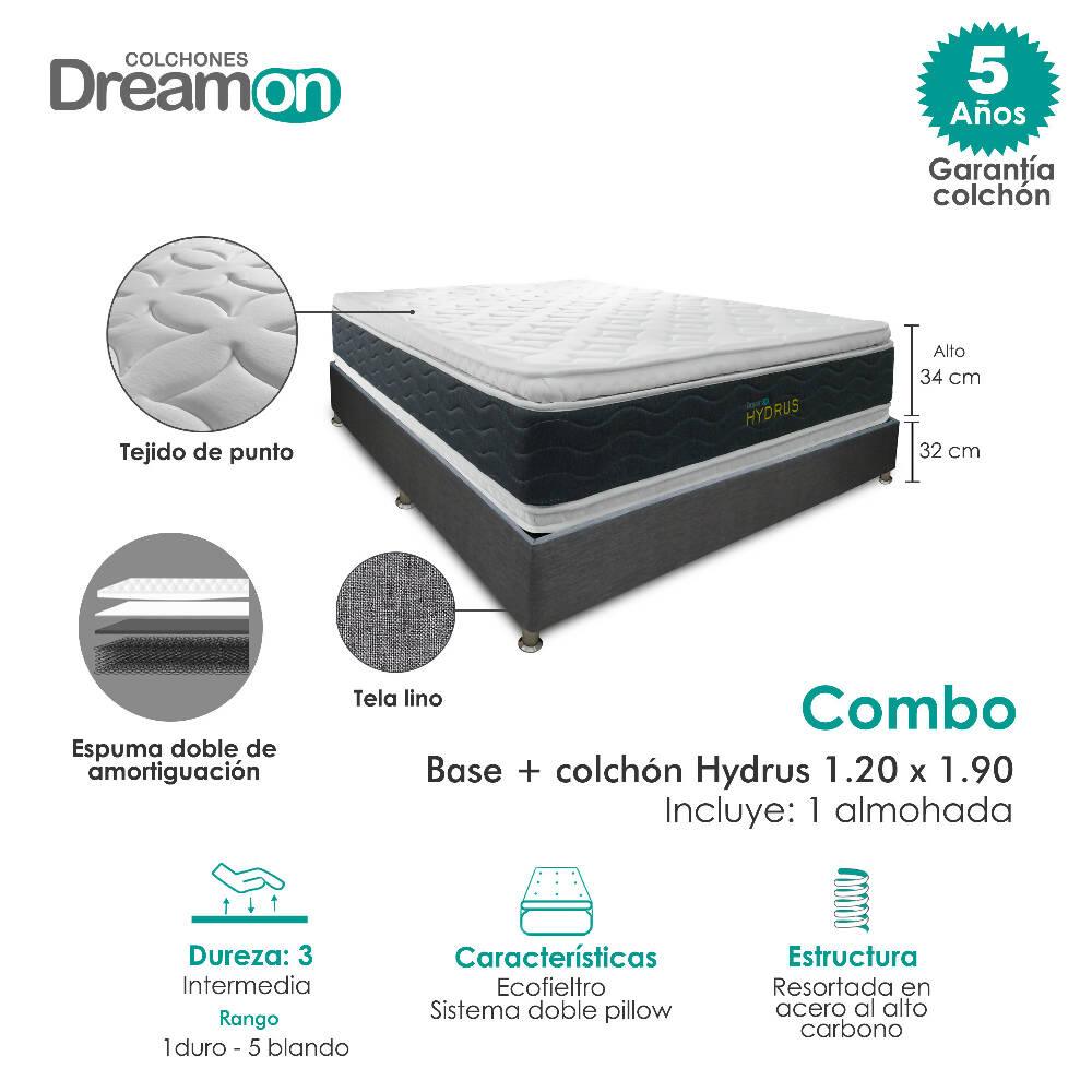 Colchón Con Base Dreamon Hydrus Semidoble Intermedio - VIRTUAL MUEBLES