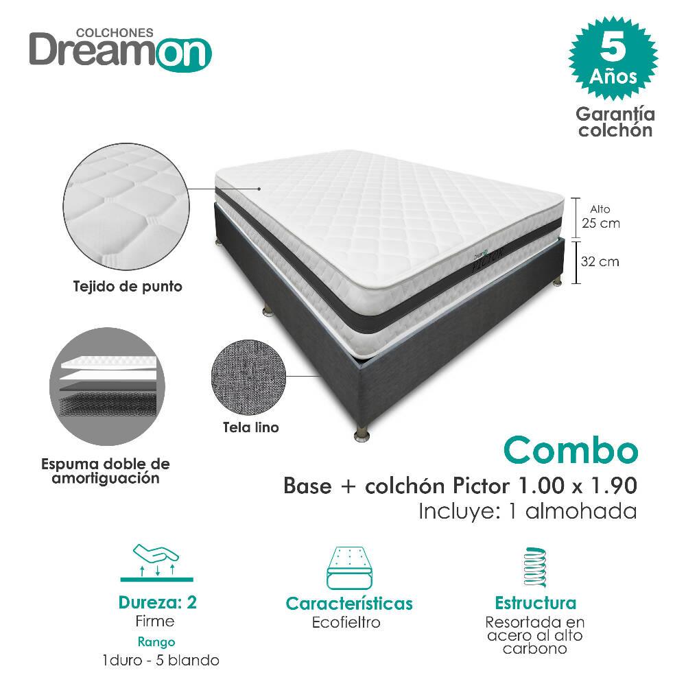 Colchón Con Base Dreamon Pictor Sencillo Firme - VIRTUAL MUEBLES