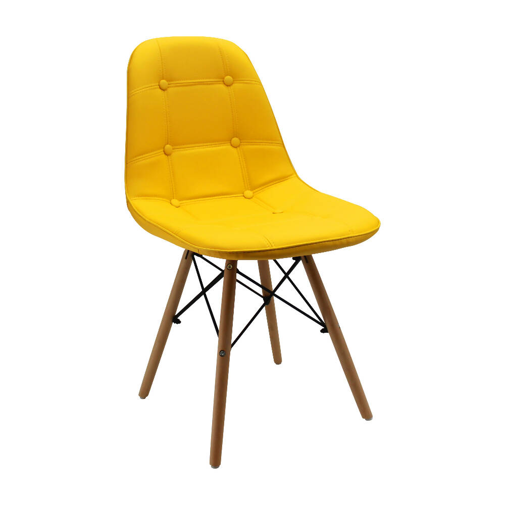 Kit por 4 Silla Botones Eames Acolchada - Amarilla
