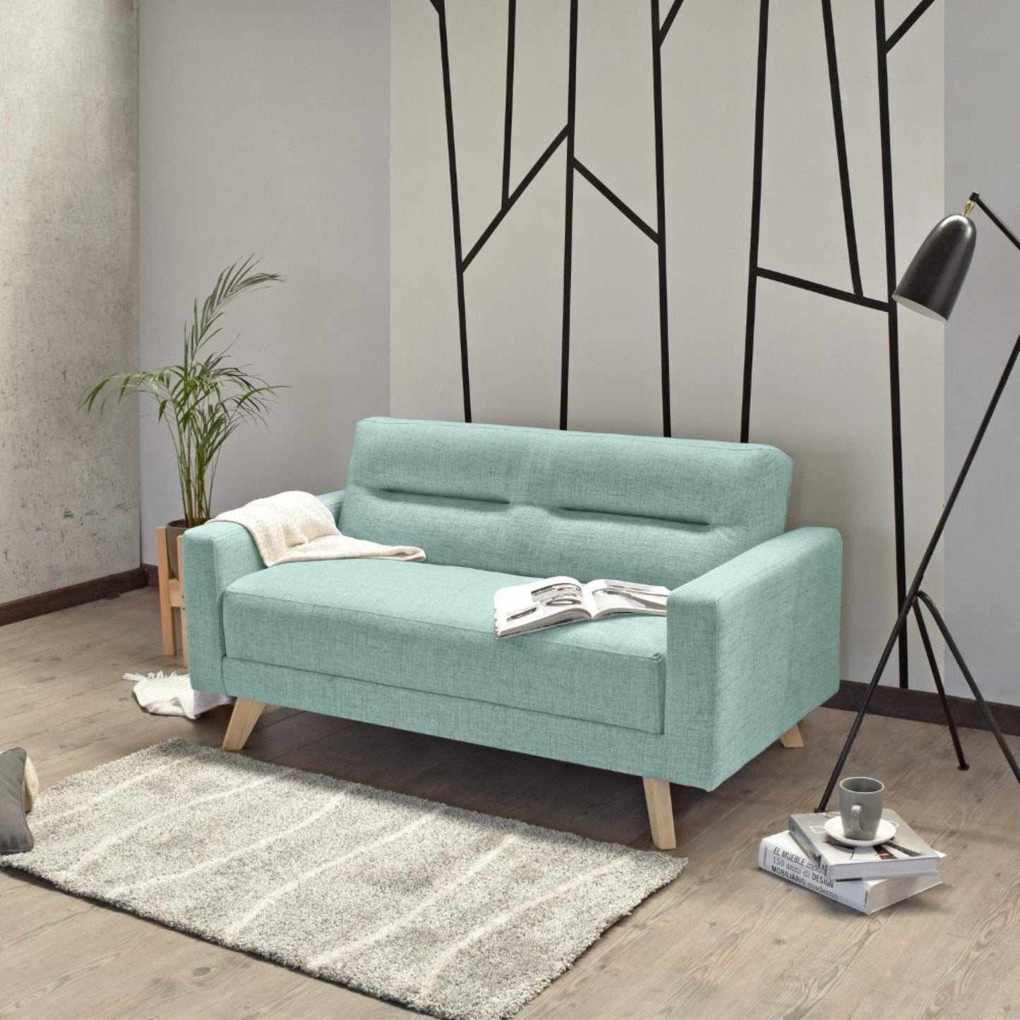 Sofa 2 Puestos Barza Tela Aqua - VIRTUAL MUEBLES