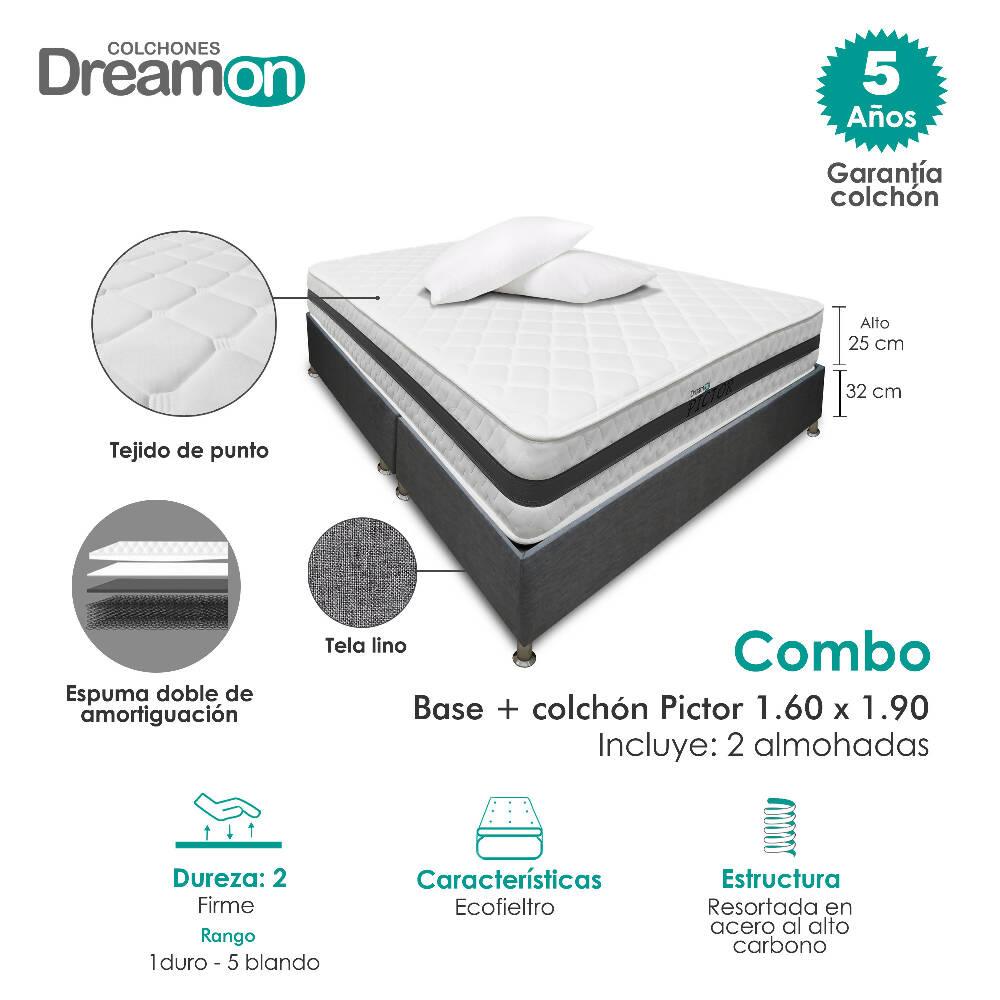 Colchón Con Base Dreamon Pictor Queen Firme - VIRTUAL MUEBLES