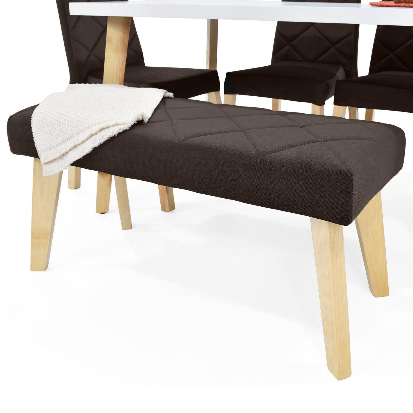 Juego de Comedor 6P Lugo Matiz Con Butaco Liverpool Tela Chocolate - VIRTUAL MUEBLES