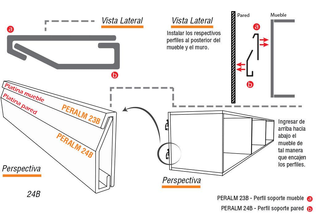 Perfil soporte mueble 23b - VIRTUAL MUEBLES