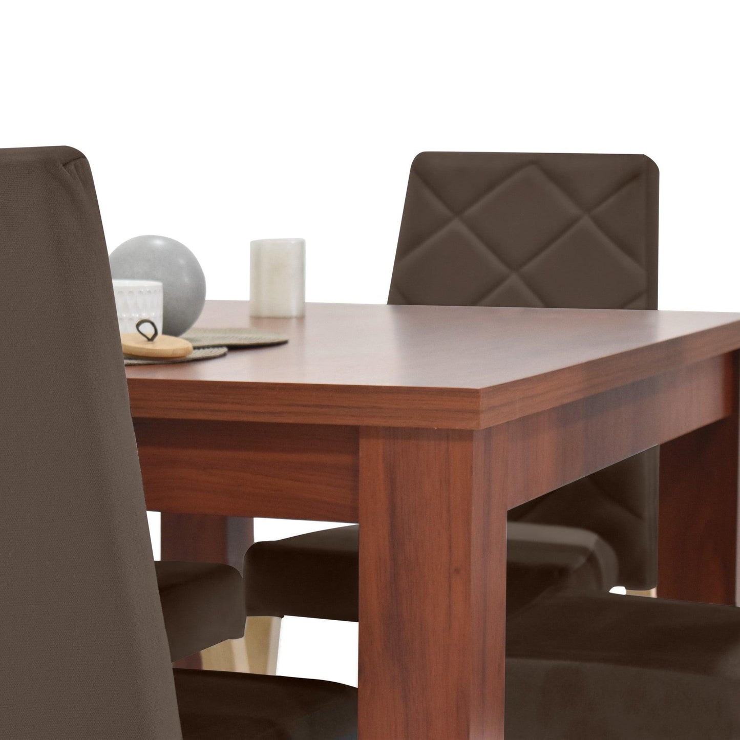 Juego de Comedor 4P Merida Cedro Sillas Liverpool Tela Chocolate - VIRTUAL MUEBLES