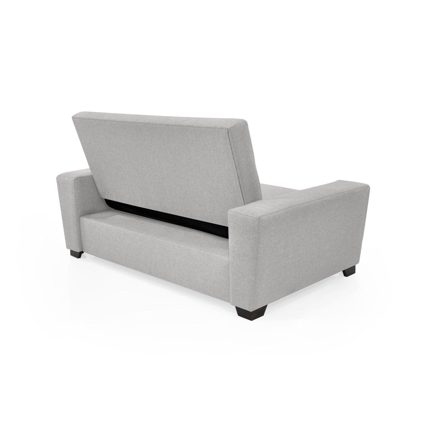 Sofa Cama 2P Hamburgo Tela Poliester Plata - VIRTUAL MUEBLES