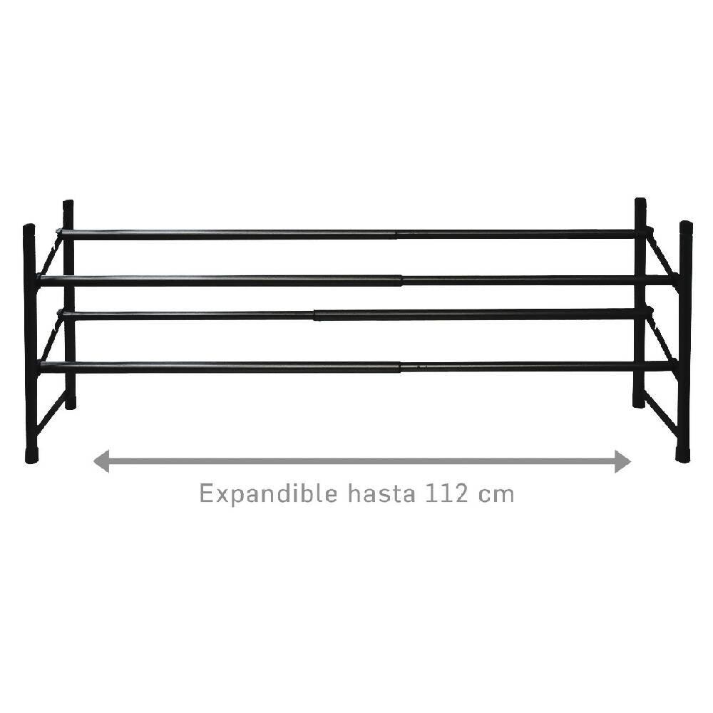 Zapatero expandible 2 niveles negro - VIRTUAL MUEBLES