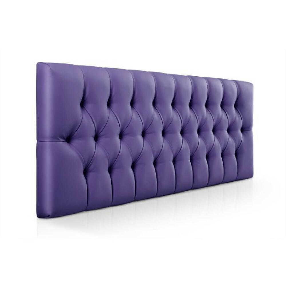 Cabecero Tapizado Base Cama Doble Rombos Violeta - VIRTUAL MUEBLES