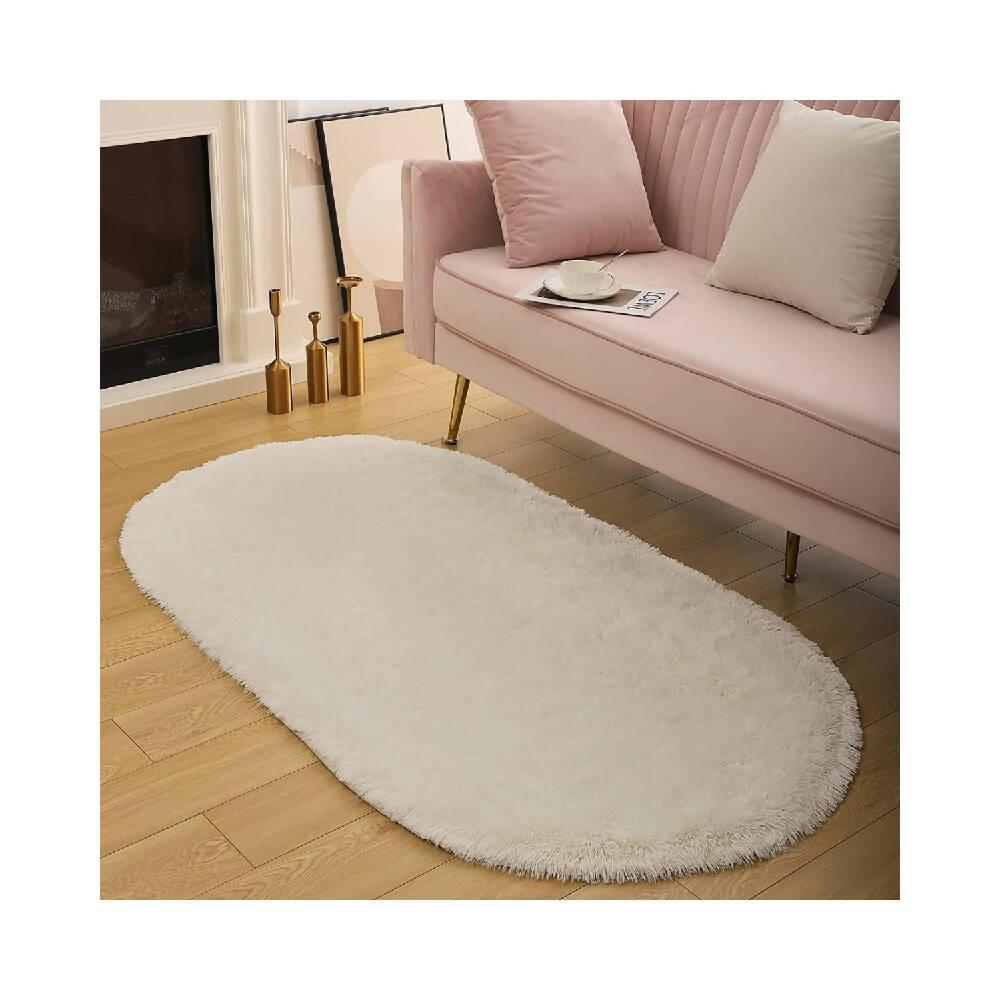 Tapete Pie de Cama Ovalado Marfil - VIRTUAL MUEBLES