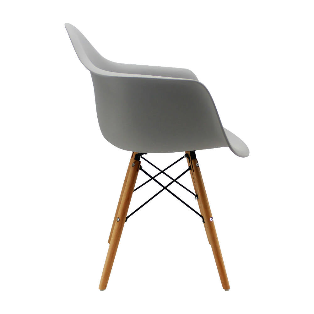 Silla Eames Con Brazos Patas en Madera - Gris