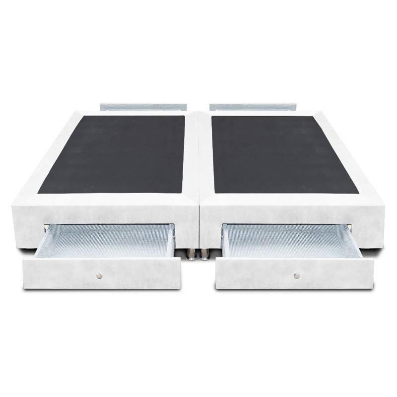 Base Dividida Con 4 Cajones Laterales 160x190 Microfibra Blanco - VIRTUAL MUEBLES