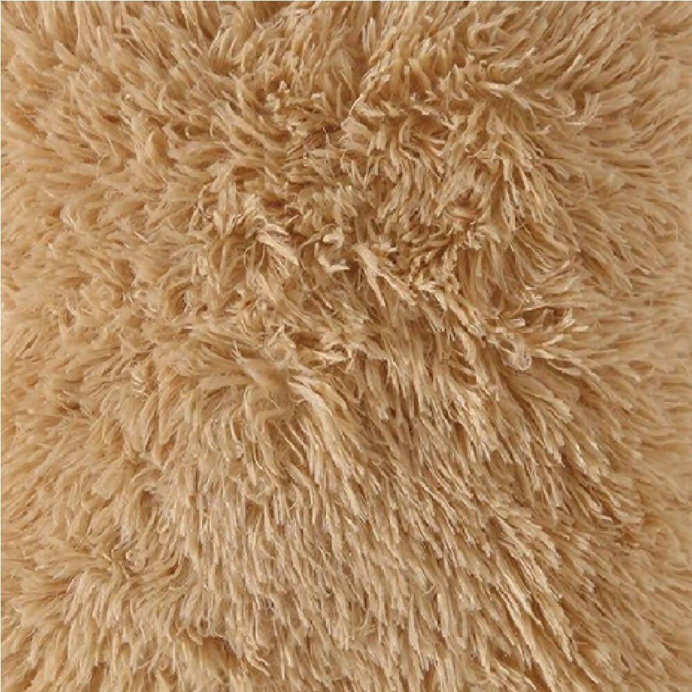 Cama Puff Peluda para Perro o Gato Raza Pequeña Beige - VIRTUAL MUEBLES
