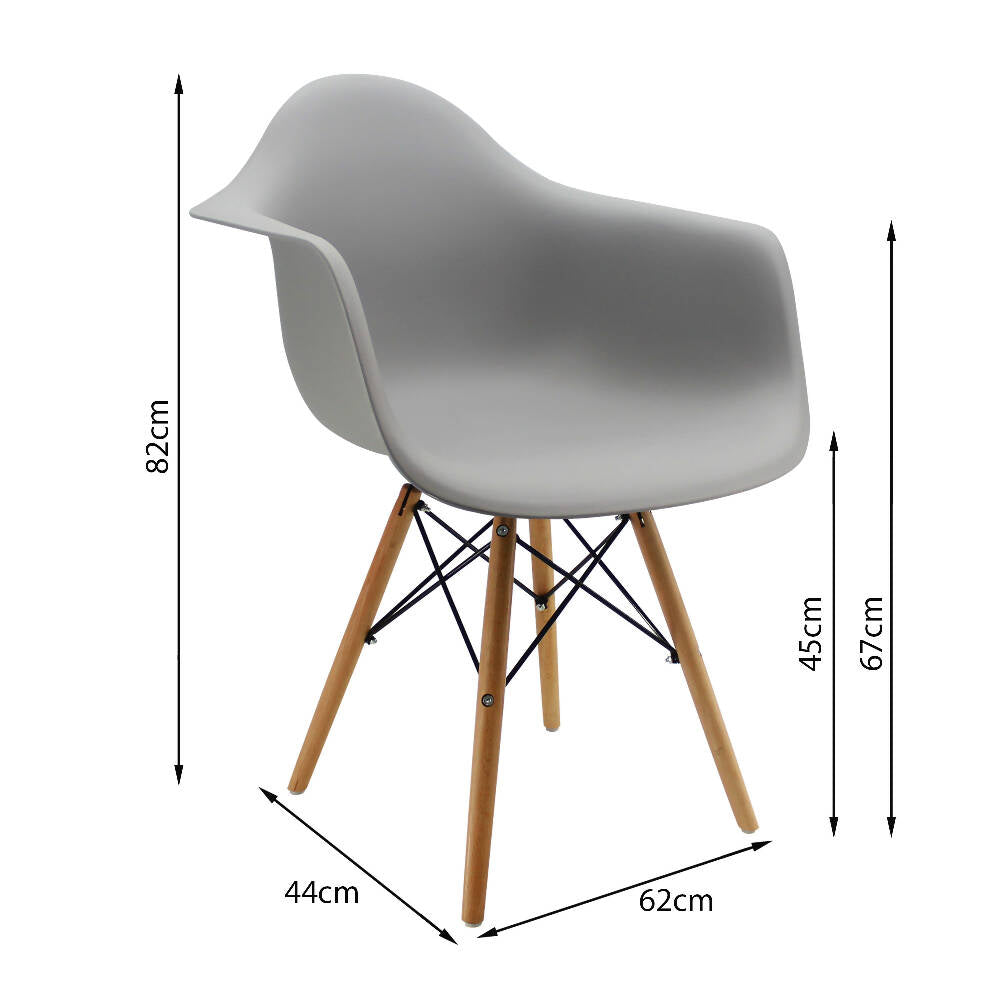 Silla Eames Con Brazos Patas en Madera - Gris