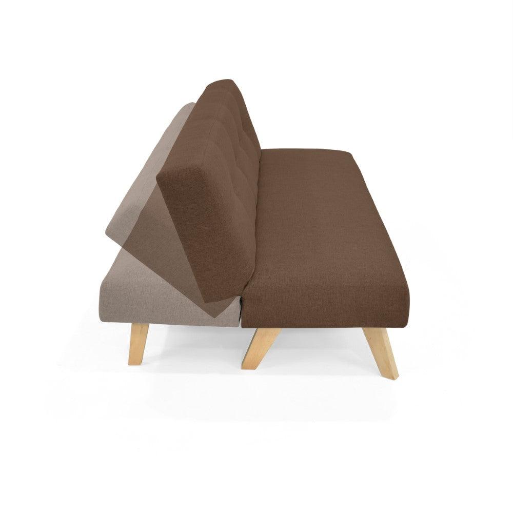 Futon London 3 Posiciones Tela Chocolate - VIRTUAL MUEBLES