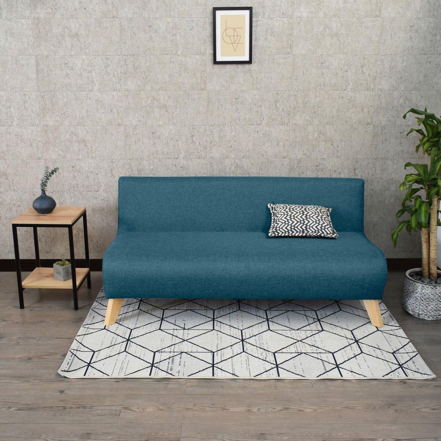Sofa Oslo 3 Puestos Tela Poliester Azul - VIRTUAL MUEBLES