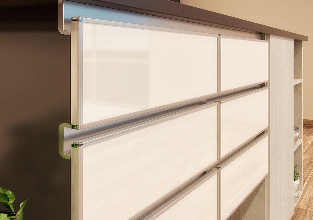 Frontal de madera con vidrio y canto aluminio x m2 - VIRTUAL MUEBLES