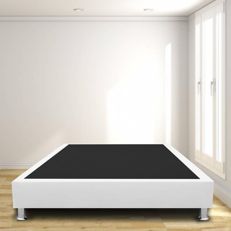 Base Cama Sommier 100x190 Ecocuero Blanco - VIRTUAL MUEBLES