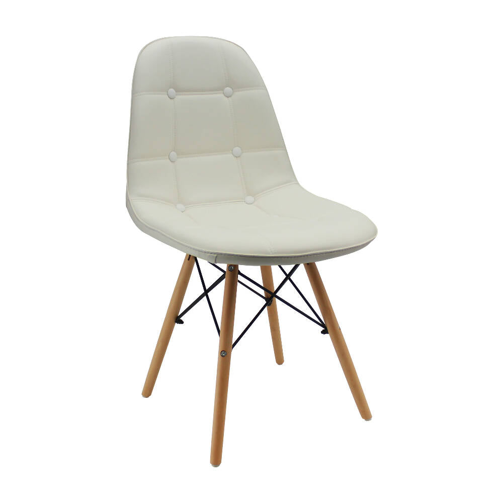 Kit por 2 Silla Botones Eames Acolchada - Blanca