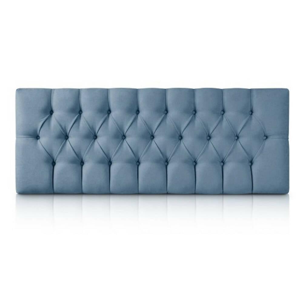 Cabecero Tela Base Cama Sencilla Rombos Azul Petroleo - VIRTUAL MUEBLES