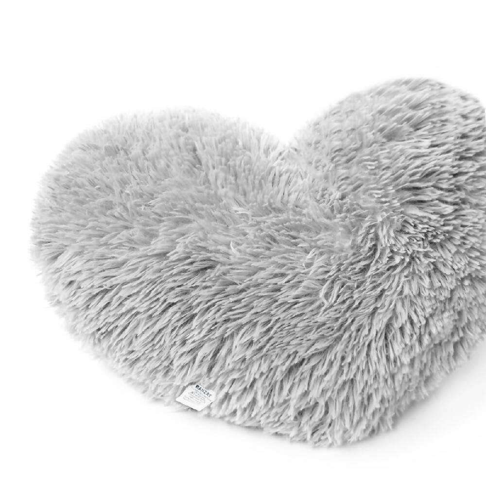 Cojín Decorativo Peludo Corazón Gris Claro - VIRTUAL MUEBLES